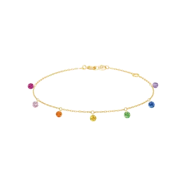 Bracelet La Brune et La Blonde Confetti Rainbow en or jaune et 7 pierres précieuses 0,90 carat