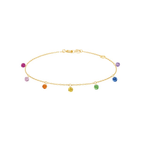 Bracelet La Brune et La Blonde Confetti Rainbow en or jaune et 7 pierres précieuses 0,90 carat