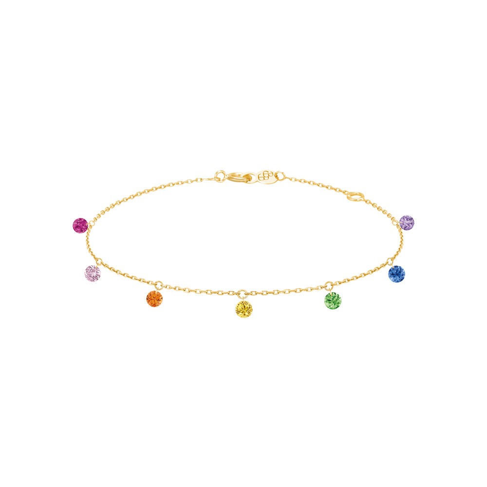 Bracelet La Brune et La Blonde Confetti Rainbow en or jaune et 7 pierres précieuses 0,90 carat