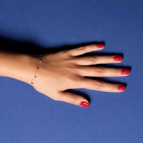 Bracelet La Brune et La Blonde Confetti Rio en or jaune saphirs bleus et tsavorites 0,90 carat