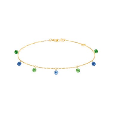 Bracelet La Brune et La Blonde Confetti Rio en or jaune saphirs bleus et tsavorites 0,90 carat