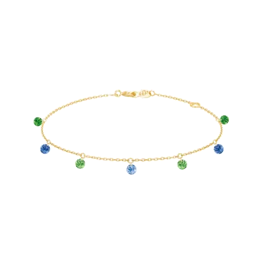Bracelet La Brune et La Blonde Confetti Rio en or jaune saphirs bleus et tsavorites 0,90 carat