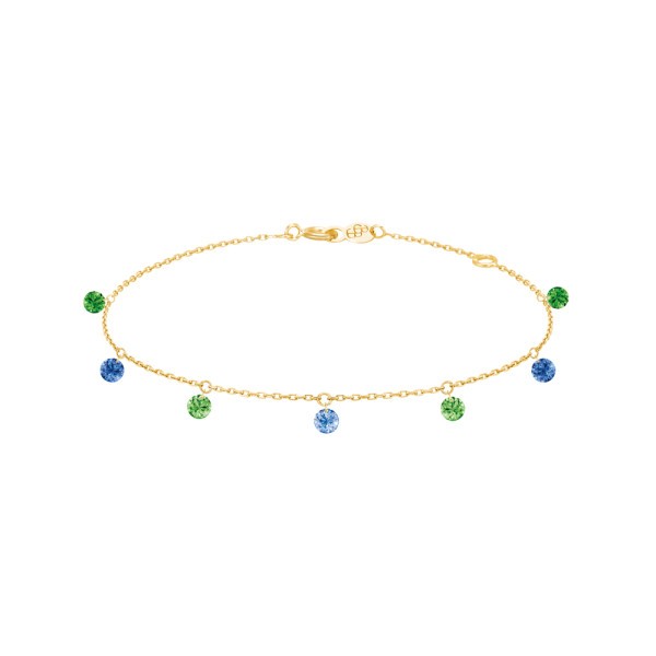 Bracelet La Brune et La Blonde Confetti Rio en or jaune saphirs bleus et tsavorites 0,90 carat