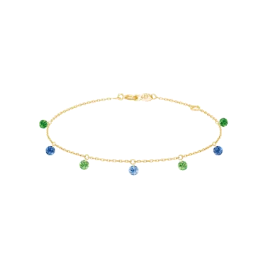 Bracelet La Brune et La Blonde Confetti Rio en or jaune saphirs bleus et tsavorites 0,90 carat
