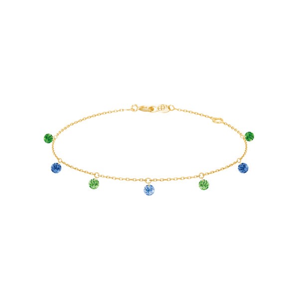 Bracelet La Brune et La Blonde Confetti Rio en or jaune saphirs bleus et tsavorites 0,90 carat