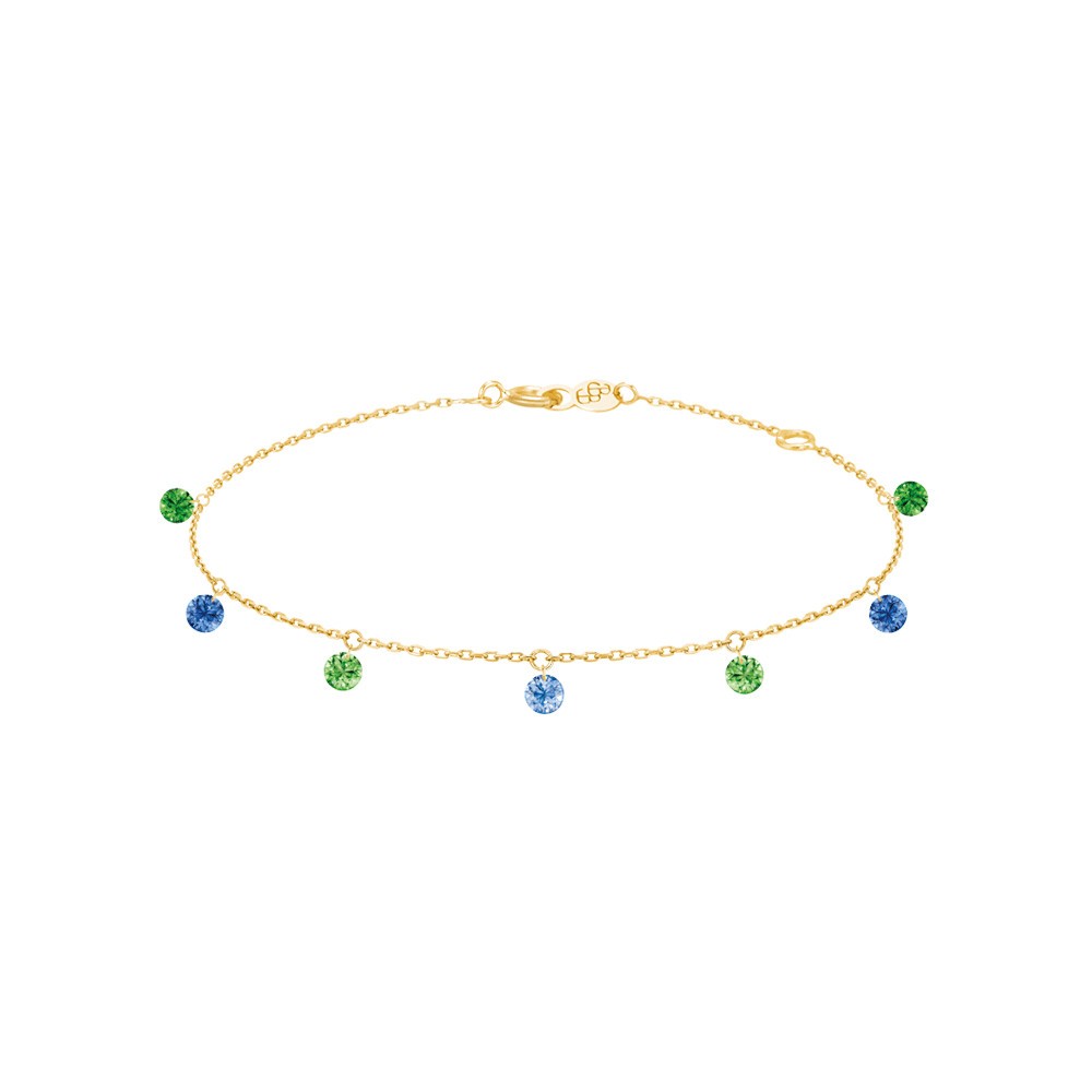 Bracelet La Brune et La Blonde Confetti Rio en or jaune saphirs bleus et tsavorites 0,90 carat