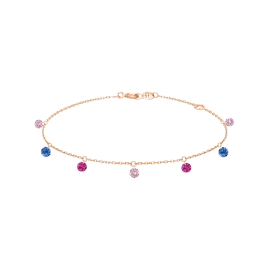 Bracelet La Brune et La Blonde Confetti Venise en or rose et 7 pierres précieuses 0,90 carat