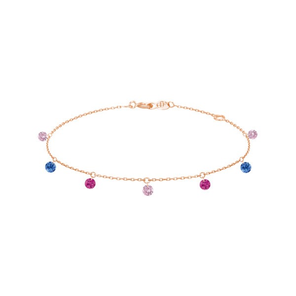 Bracelet La Brune et La Blonde Confetti Venise en or rose et 7 pierres précieuses 0,90 carat