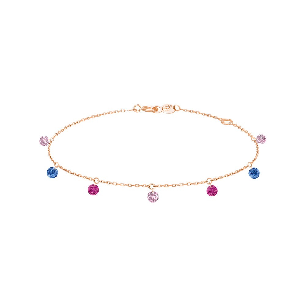 Bracelet La Brune et La Blonde Confetti Venise en or rose et 7 pierres précieuses 0,90 carat