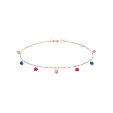 Bracelet La Brune et La Blonde Confetti Venise en or rose et 7 pierres précieuses 0,90 carat