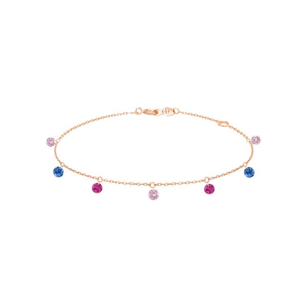 Bracelet La Brune et La Blonde Confetti Venise en or rose et 7 pierres précieuses 0,90 carat