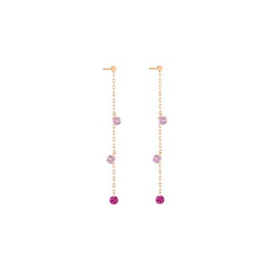 Pendants d'Oreilles La Brune et La Blonde Confetti Rose en or rose rubis et saphirs rose 0,80 carat