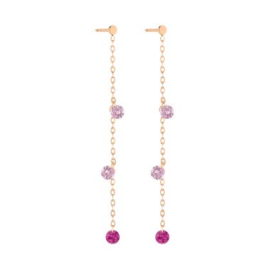 Pendants d'Oreilles La Brune et La Blonde Confetti Rose en or rose rubis et saphirs rose 0,80 carat