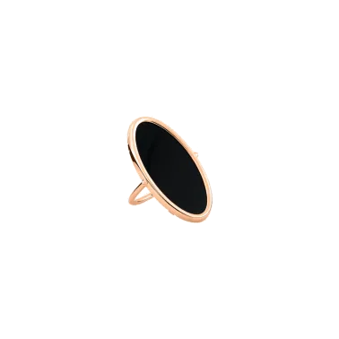 Bague Ginette NY Ellipse en or rose et onyx