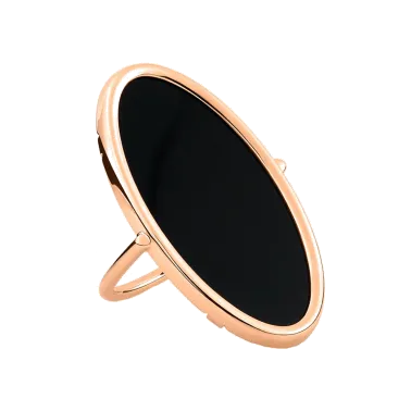 Bague Ginette NY Ellipse en or rose et onyx