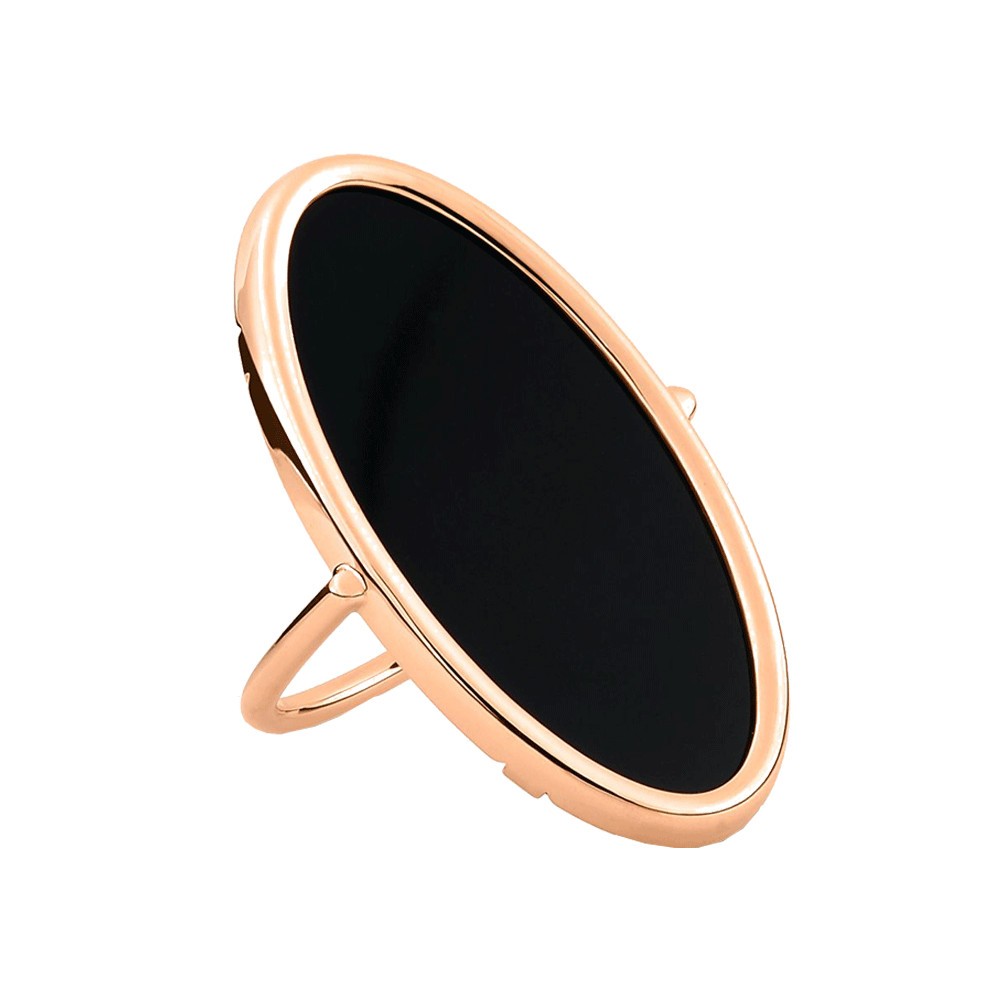 Bague Ginette NY Ellipse en or rose et onyx