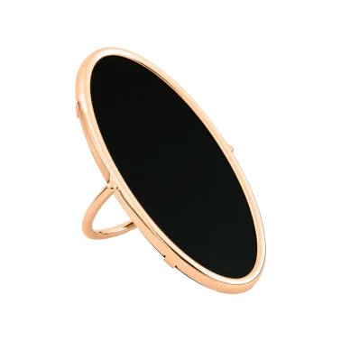 Bague Large Ginette NY Ellipse en or rose et onyx