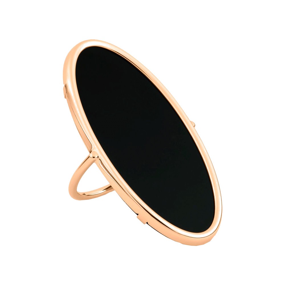Bague Large Ginette NY Ellipse en or rose et onyx