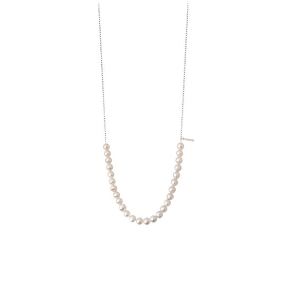 Sautoir Claverin Rock My Pearls en or blanc et perles blanches - SOLDAT