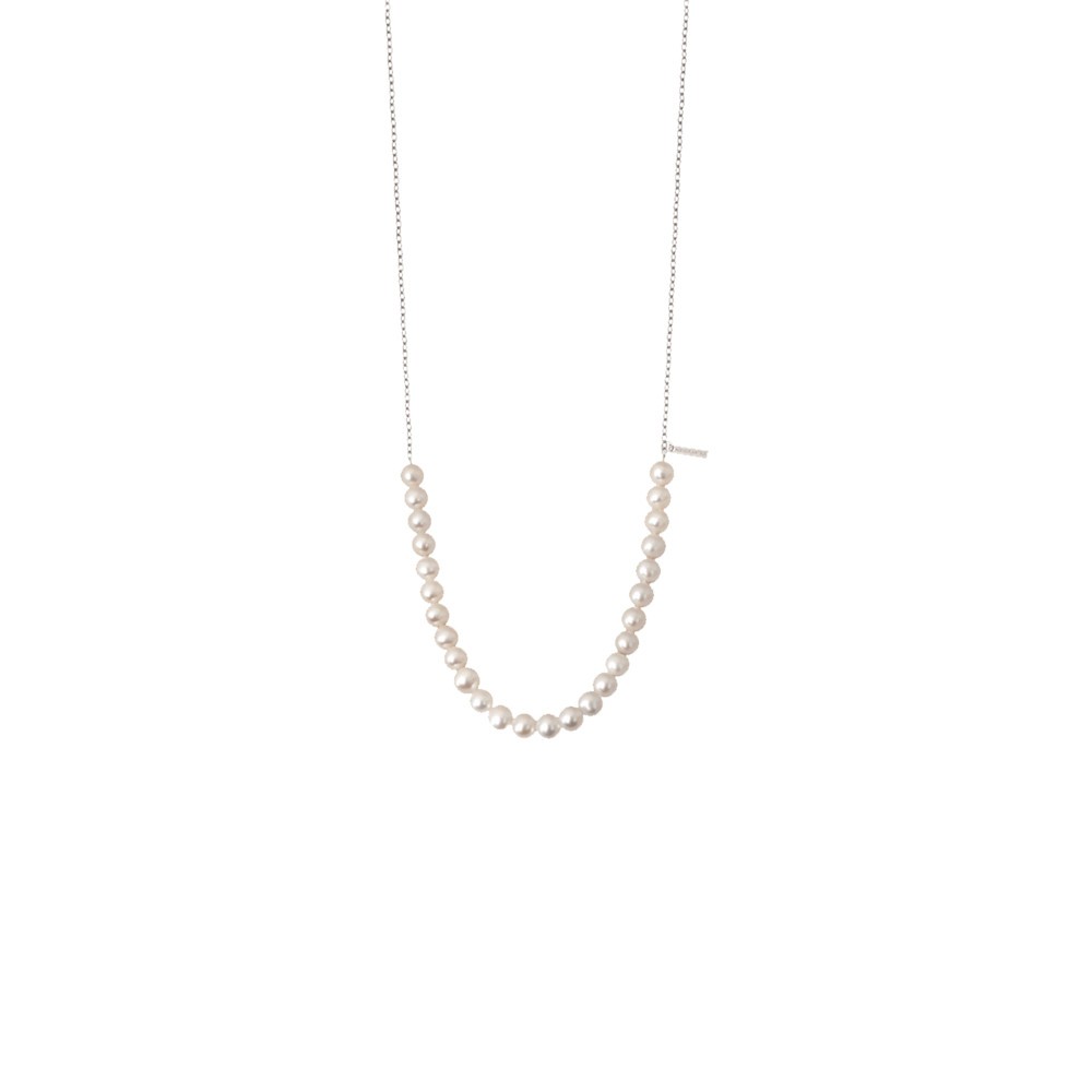 Sautoir Claverin Rock My Pearls en or blanc et perles blanches - SOLDAT PL