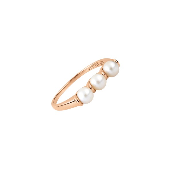 Bague Ginette NY Maria 3 Bead en or rose et perle