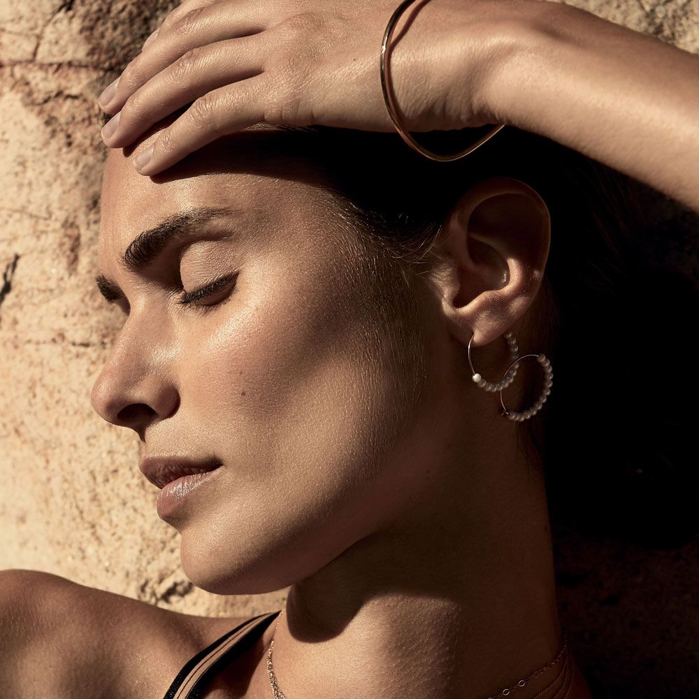 Créoles Ginette NY Maria en or rose et perle