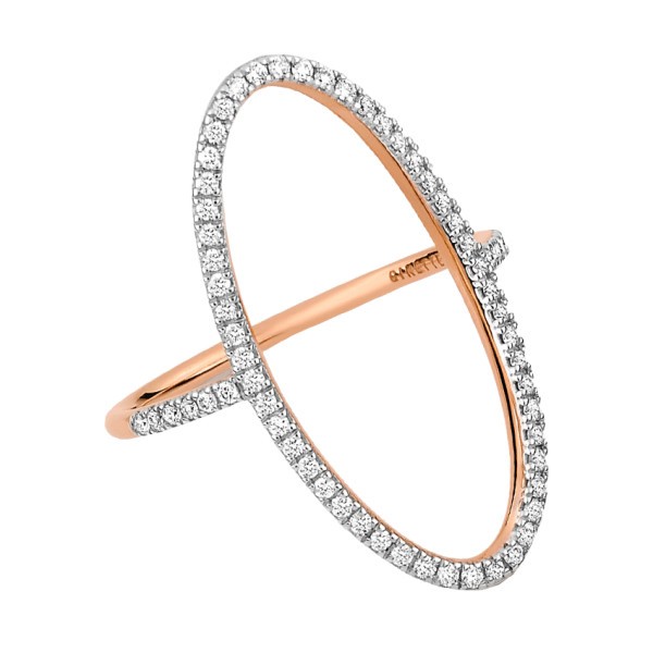 Bague Ginette NY Ellipse en or rose et diamants