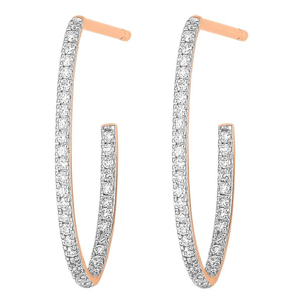 Créoles Ginette NY Ellipse en or rose et diamants