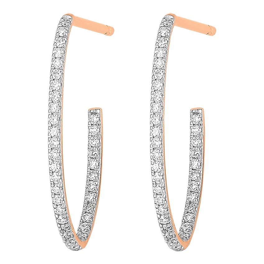 Créoles Ginette NY Ellipse en or rose et diamants