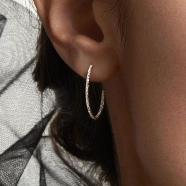 Créoles Ginette NY Ellipse en or rose et diamants