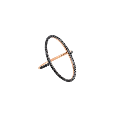 Bague Ginette NY Ellipse en or rose et diamants noirs