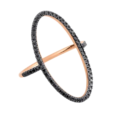 Bague Ginette NY Ellipse en or rose et diamants noirs