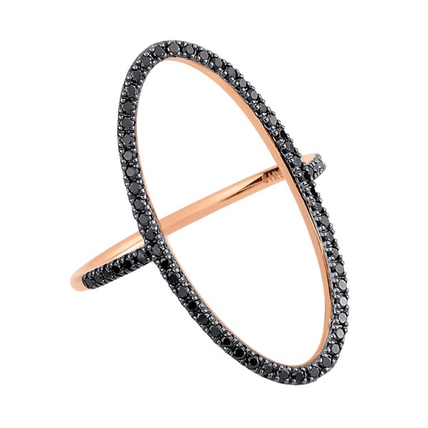 Bague Ginette NY Ellipse en or rose et diamants noirs