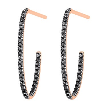 Créoles Ginette NY Ellipse en or rose et diamants noirs