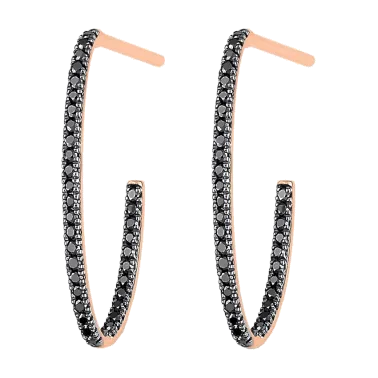 Créoles Ginette NY Ellipse en or rose et diamants noirs