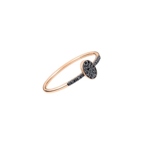 Bague Ginette NY Sequin en or rose et diamants noirs