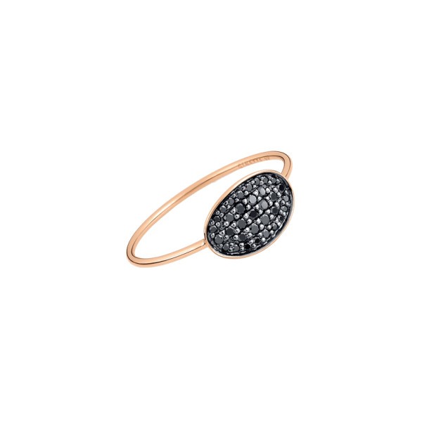 Bague Ginette NY Mini Sequin en or rose et diamants noirs