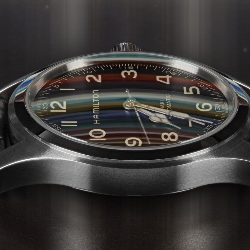 Montre Hamilton Khaki Field Murph automatique cadran noir bracelet cuir noir façon alligator 42 mm