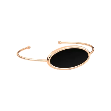 Jonc Ginette NY Ellipse en or rose et onyx