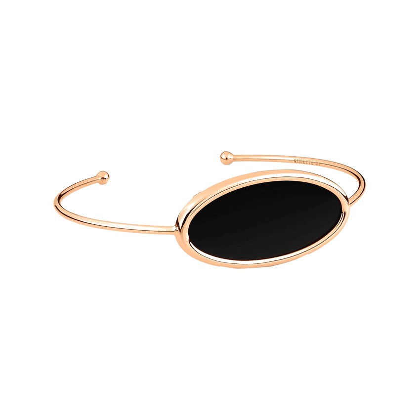 Jonc Ginette NY Ellipse en or rose et onyx