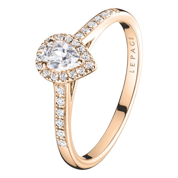 Solitaire Lepage Marcel en or rose et diamant taille poire LE17DR