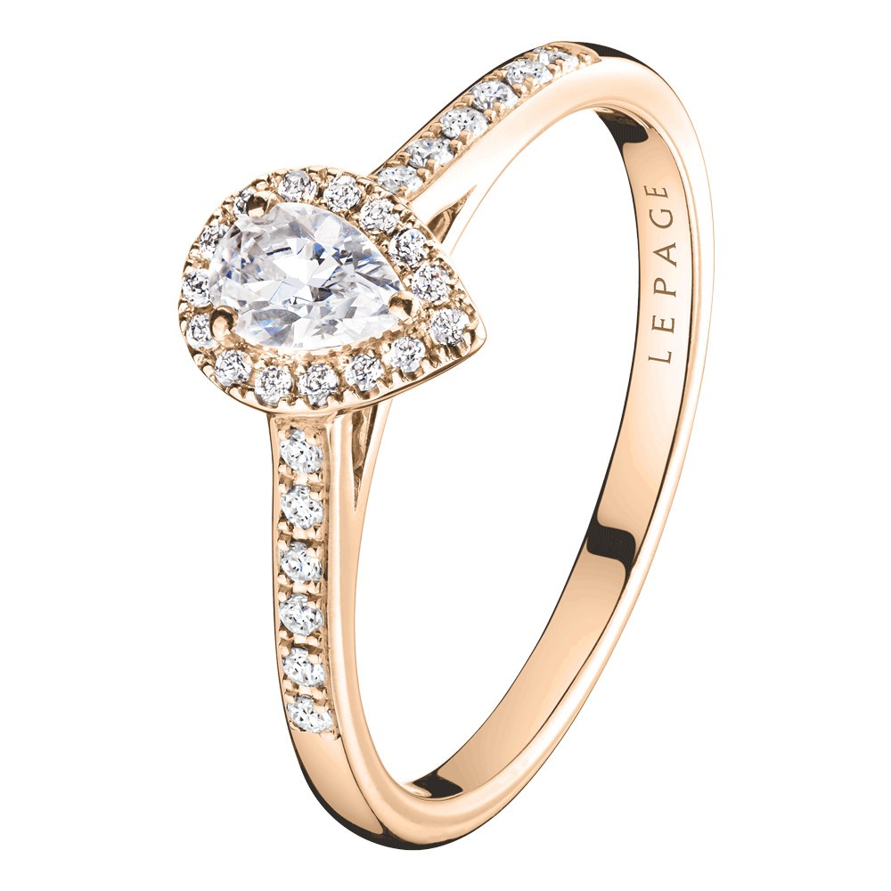 Solitaire Lepage Marcel en or rose et diamant taille poire LE17DR