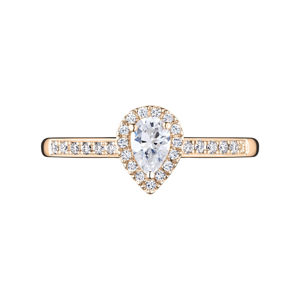 Solitaire Lepage Marcel en or rose et diamant taille poire LE17DR