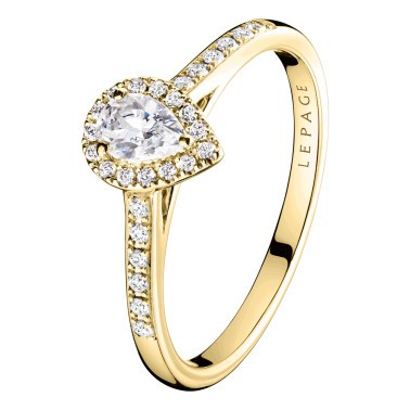 Solitaire Lepage Marcel en or jaune et diamant taille poire LE17DJ
