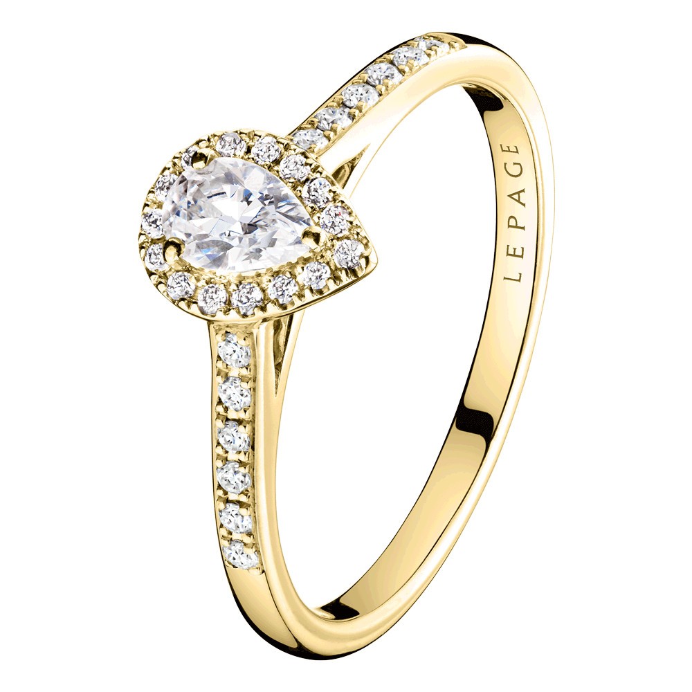 Solitaire Lepage Marcel en or jaune et diamant taille poire LE17DJ