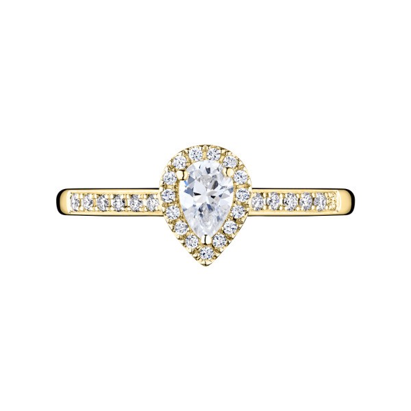 Solitaire Lepage Marcel en or jaune et diamant taille poire LE17DJ