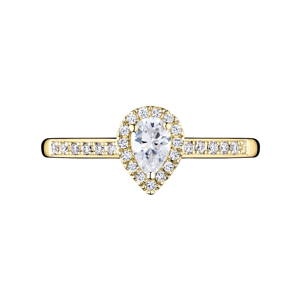 Solitaire Lepage Marcel en or jaune et diamant taille poire LE17DJ