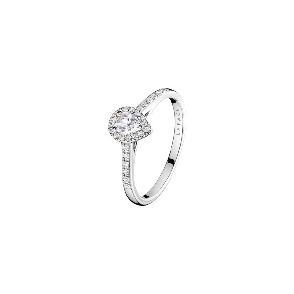 Solitaire Lepage Marcel en or blanc et diamant taille poire