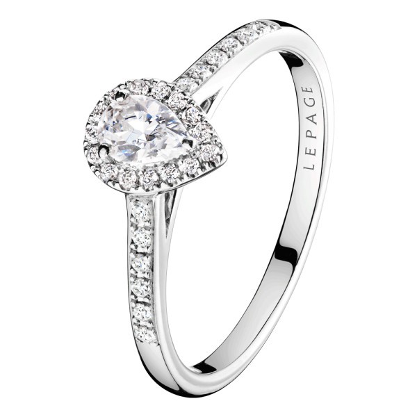 Solitaire Lepage Marcel en or blanc et diamant taille poire LE17DG