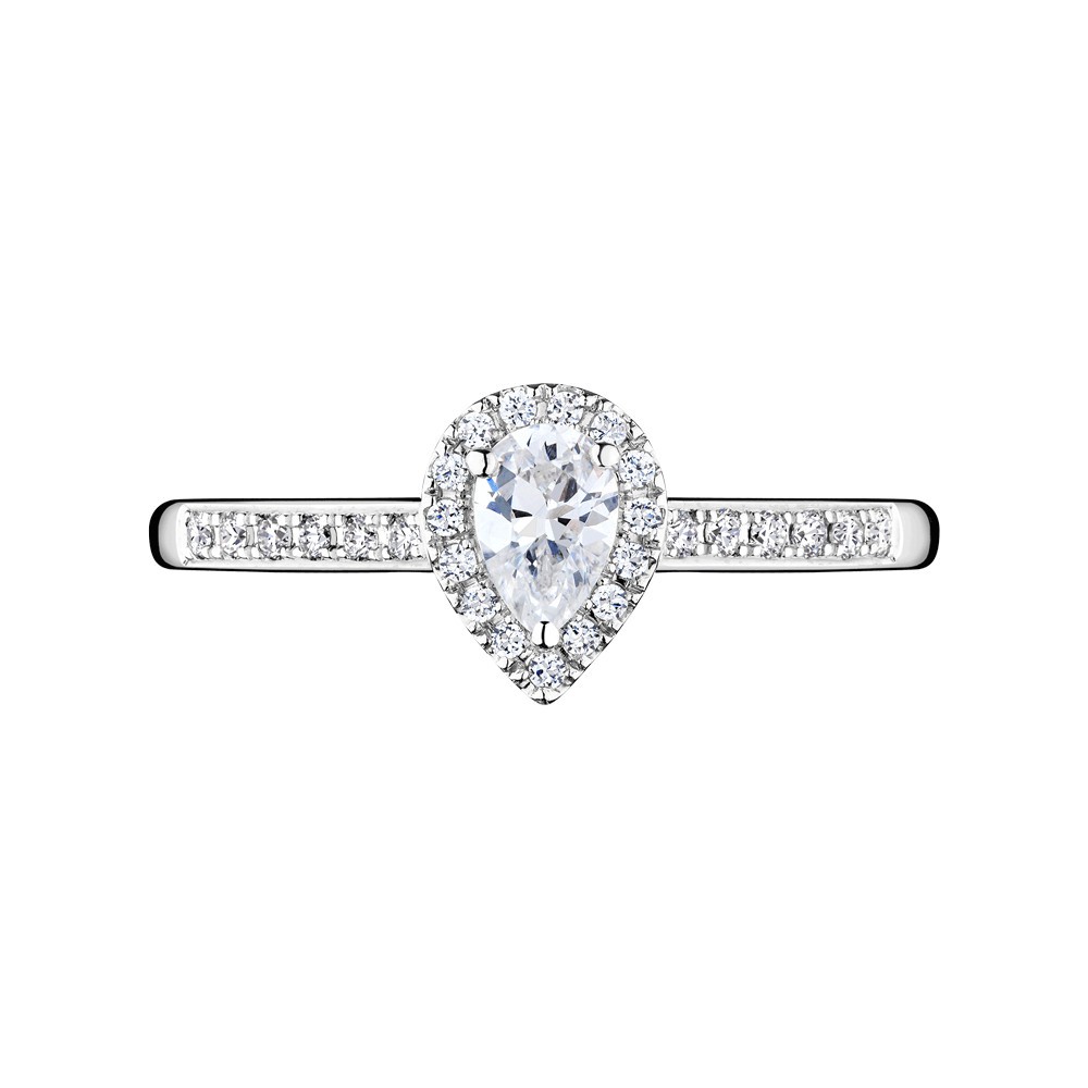 Solitaire Lepage Marcel en or blanc et diamant taille poire LE17DG